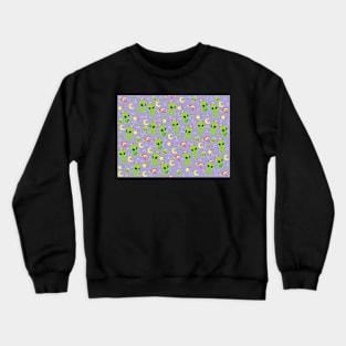 More Kawaii Aliens on Purple Crewneck Sweatshirt